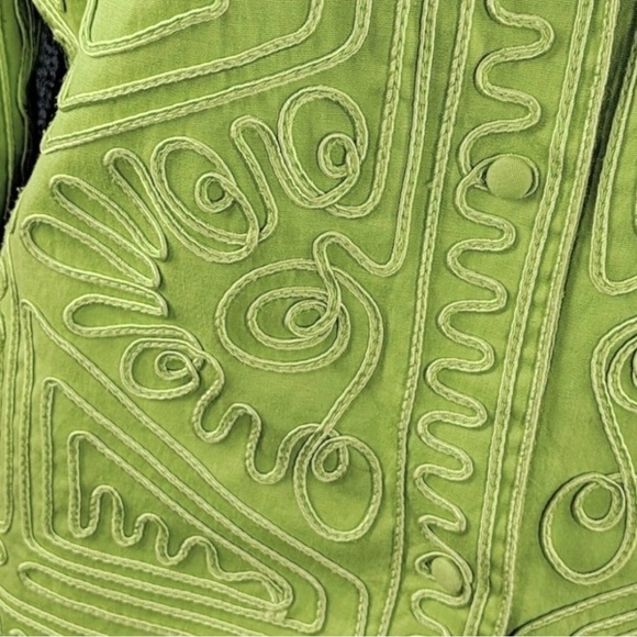 Joni B Lime Green Embroidered Trapeze Blazer - Picture 3 of 11